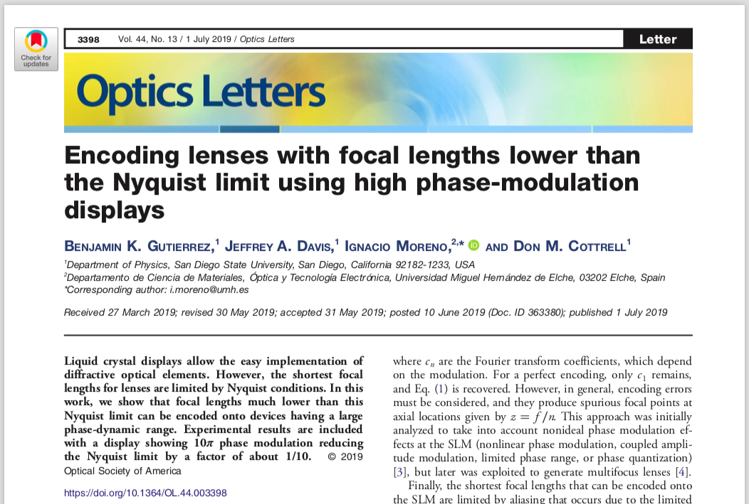 Optics Letters paper screenshot
