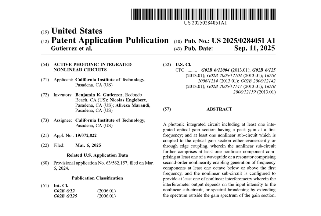 US patent application 20250284051 first page
